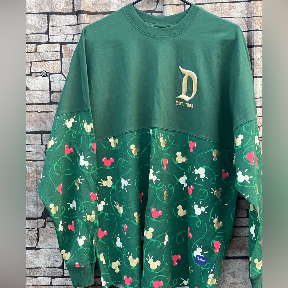 Disney Men's Green Sweater with Gold Accents